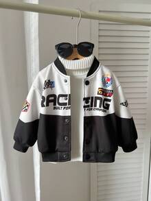 SHEIN 男童撞色休闲运动街头风格拉链夹克，适合居家、户外、运动、春秋冬 - 彩色 - 查看 6