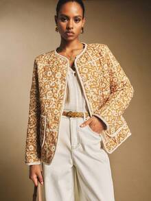 Poéselle 女士时尚通勤全印花夹克，秋冬款 - 彩色 - 查看 3