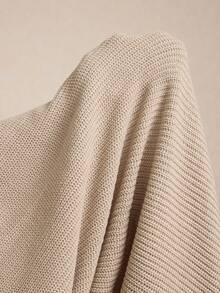 Elaquor 大码女式纯色落肩半拉链休闲针织超长毛衣裙长袖长裙毛衣裙女式针织超长裙秋冬女装