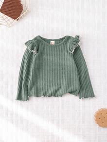 Cozy Pixies Maglioncino a girocollo in maglia morbida a tinta unita, manica lunga, per bambina