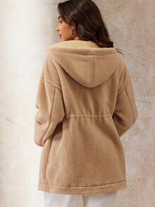 Boho Mama Teddy Fleece Hooded Jacket, Regular Maternity Coat