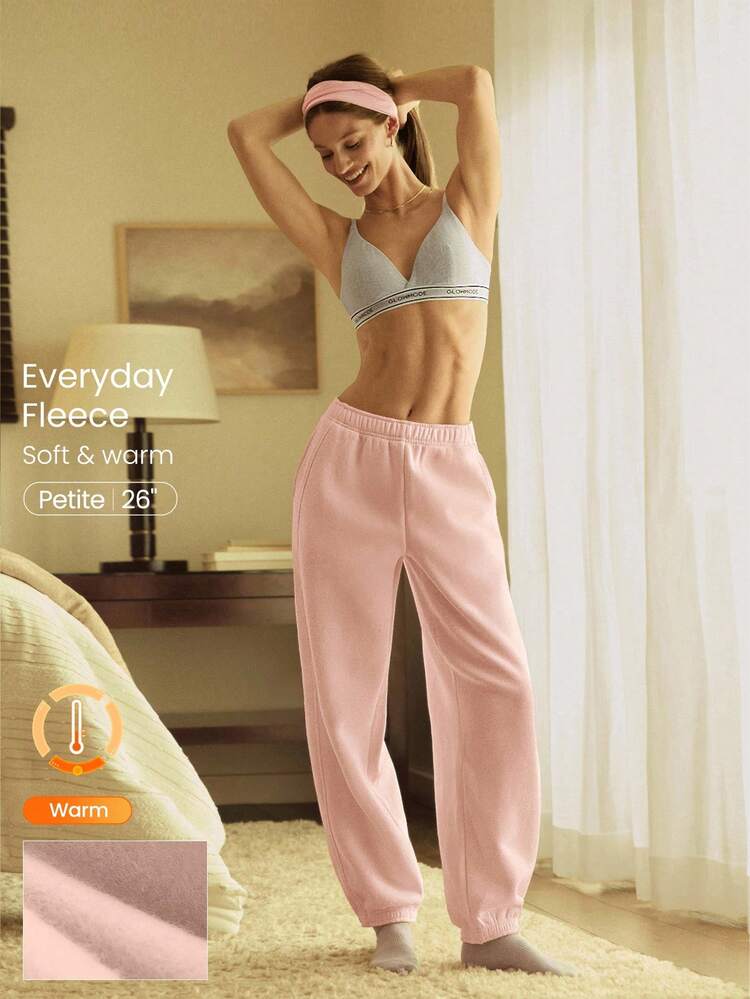 Petite Everyday Fleece Be Comfy Oversized Fit Adjustable Drawstring Waist Basic Joggers With Side Pockets Daily Casual