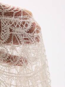 DAZY Women's Lace Patchwork Loose Pullover Casual Sweatshirt - Apricot - View 7