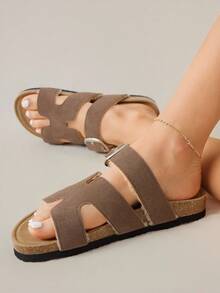 Solecia Sandalias planas deslizantes versátiles y minimalistas para mujer - Marrón - Ver 7