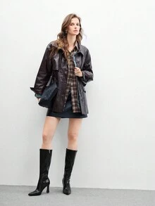 CUCCOO BIZCHIC 黑色尖头高跟及膝靴，新款秋冬女士弹力修身长靴，适合工作/日常穿着 - 黑色 - 查看 10