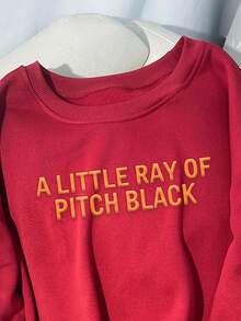 INAWLY Sweatshirt lengan panjang longgar berkerah bulat dengan motif slogan busa kasual gaya jalanan yang modis. - Burgundy - View 4