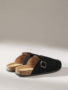 Solecia 男士休闲百搭简约平底拖鞋 - 黑色 - 查看 4