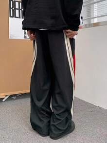 Manfinity Roghcode Locker sitzende Herren Lässig Hose mit kontrastfarbigen Seitennähten und schrägen Taschen, Herbst