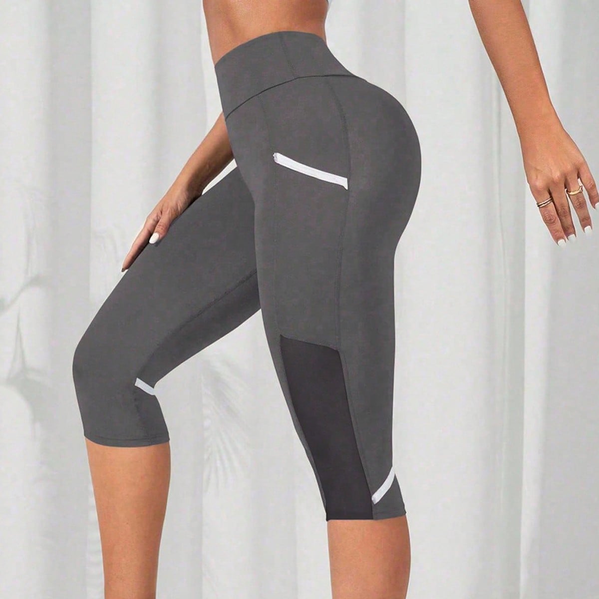 Mujeres Pantalones Capri de Cintura Alta para Fitness Diario y Yoga