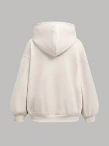 Girlism Teen Girl Autumn/Winter Letter Print Drop Shoulder Long Sleeve Hoodie With Pocket And Wide Leg Pants Casual Suit, Suitable For Sports, Business Casual Fall - Multicolor - View 7