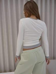 MUSERA Áo thun dài tay xếp lớp, kiểu dáng thanh lịch, dễ thương, gợi cảm, thích hợp cho mùa thu, đi chơi đêm, nghỉ lễ, xuân hè. - Nhiều màu - Xem 2