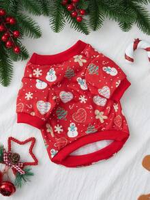 PETSIN 圣诞可爱印花大红猫狗保暖宠物1件装 - 紅色 - 查看 3