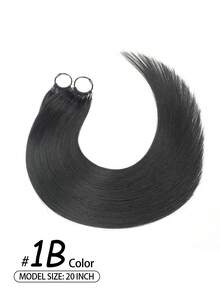 Boho Braids 100%真人发丝，直发，钩编发，羽毛线钩编发辫，沙龙级丝滑无缝隐形自然黑色，适合细软发质女性，微环预编钩编真人发接发 - Natural Black - 查看 2