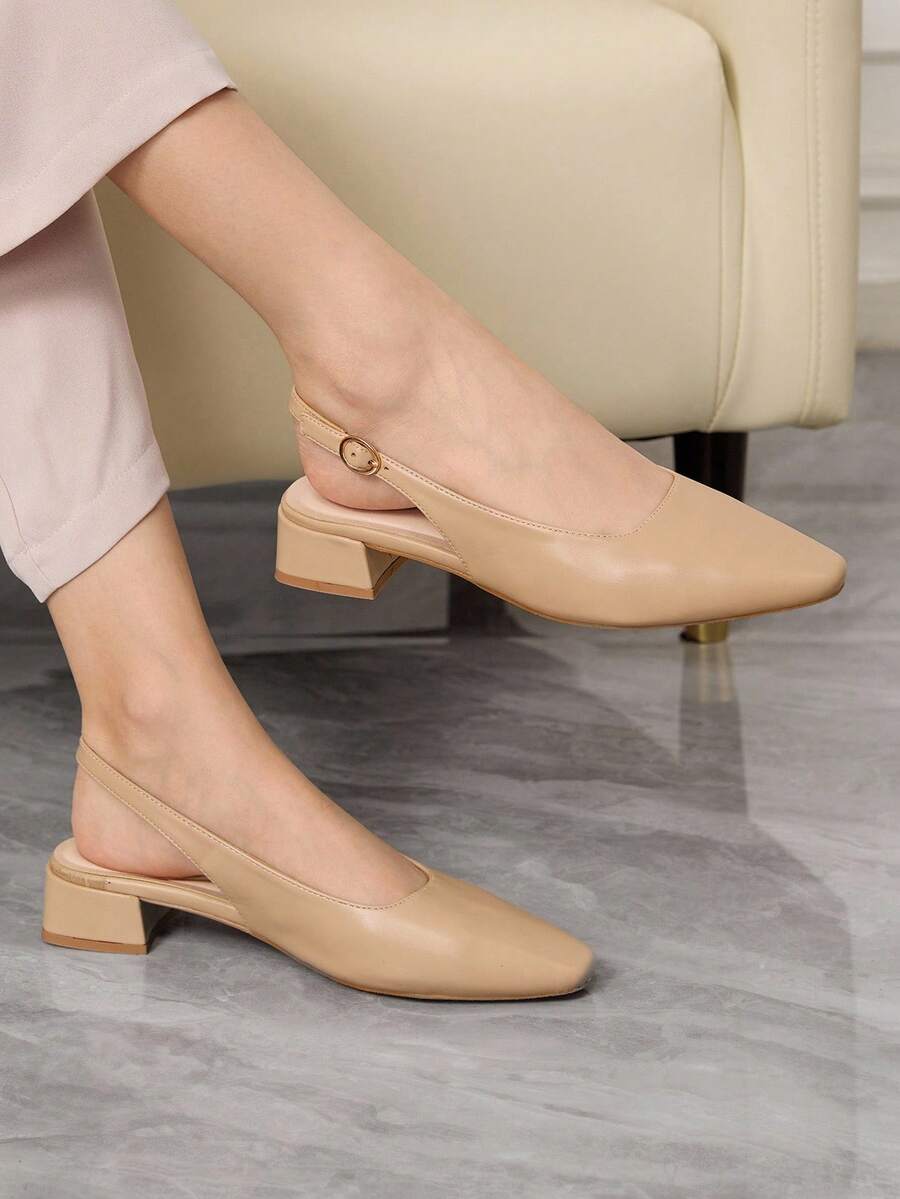 女士尖头扣环休闲一脚蹬凉鞋 - 藕粉色 - 查看 1