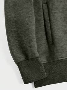 EURMUSE Sudadera con capucha con cremallera y cordón de algodón para hombres, sin camiseta - Verde militar - Ver 6