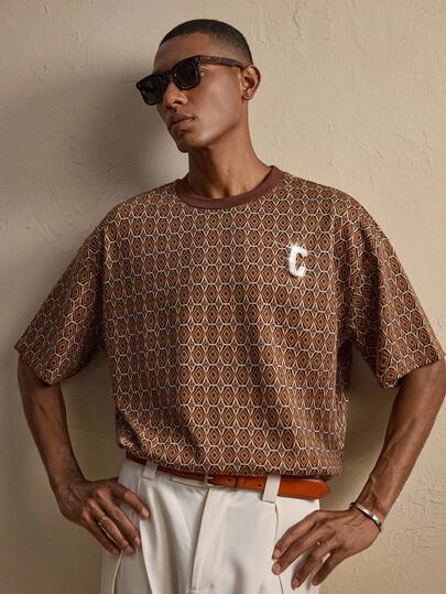 AKNOTIC 男士休闲宽松圆领短袖T恤，夏季