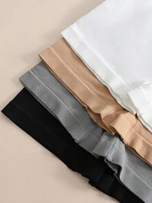 4 件套 NudeFit 女式高腰条纹无缝内裤，简约舒适 - 彩色 - 查看 4