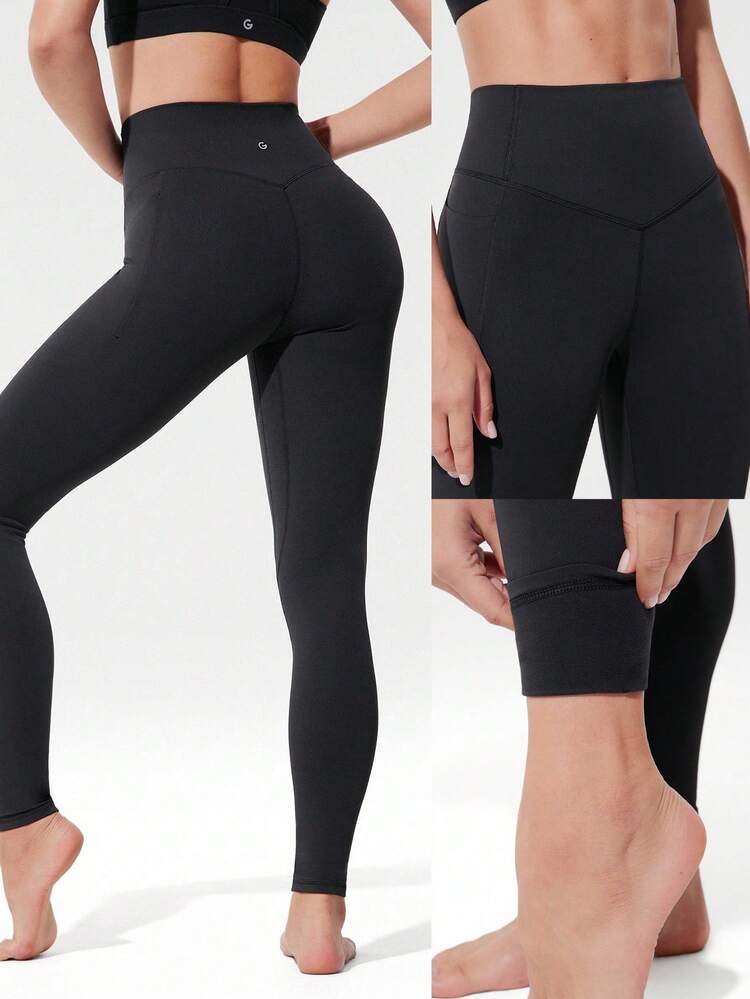 28" FeatherFit™-Warm High Waist Leggings With Side Pockets Low Impact Yoga Pilates Daily Autumn Winter