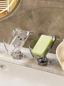 1pc Premium Dual-Layer Bathroom Soap Dish Holder, Wall-Mounted Soap Dish Rack, Stainless Steel Soap Saver Storage, No Drill Required Back To School Bathroom Accessories - Multicolor - View 5