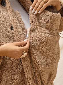 Boho Mama Maternity Solid Color Minimalist Daily Wear 3-In-1 Long Sleeve Jacket  Winter Coats   Faux Fur Coats  Boho  Winter Coat  Fleece Winter Coat - Khaki - View 6