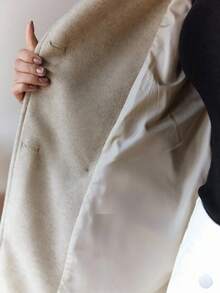 DAZY Chaqueta casual de mujer de unicolor con mangas raglán y doble botonadura, abrigos de mujer para otoño/invierno - Beis - Ver 5
