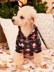 PETSIN 1件狗狗连帽卫衣，圣诞驯鹿图案宠物服装 - 彩色 - 查看 3