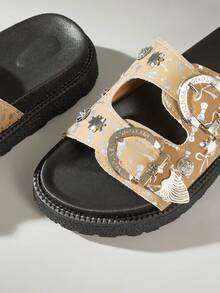 Solecia 女式扣环设计厚底休闲复古凉鞋 - 棕色 - 查看 5