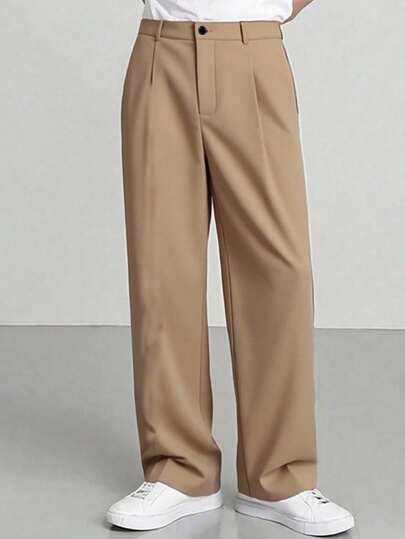 Calvornis 男士休闲纯色直筒西装裤