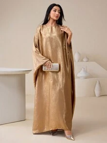 Veilorie 女士优雅节日派对阿拉伯长袍 - 金色 - 查看 4