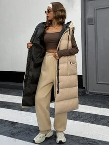 EURMUSE LONG WINTERCOAT With Big Pocket Detail - Beige - View 7