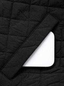 DAZY 小众设计法式宽松中长灯笼袖钻石绗缝棉衣女冬季 - 黑色 - 查看 10