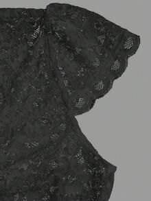 Fairmaia German Traditional Women's Black Lace Short Sleeve Top