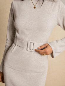 Poéselle Damen Einfarbiges Lässig Langarm Top und Rock Pullover 2-teiliges Set