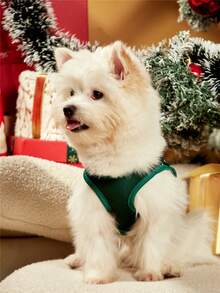 PETSIN 1件宠物圣诞老人“Ho Ho Ho”可爱图案印花绿色狗狗背心 - 綠色 - 查看 4