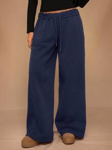SHEIN Forever 21 Autumn/Winter New Casual Thermal Lined Loose Elastic Waist Wide Leg Sweatpants