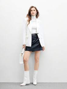 CUCCOO BIZCHIC New Winter White Pointed Toe Slim Heel Back Zipper Fashion Versatile Sexy Knee-High Boots For Women