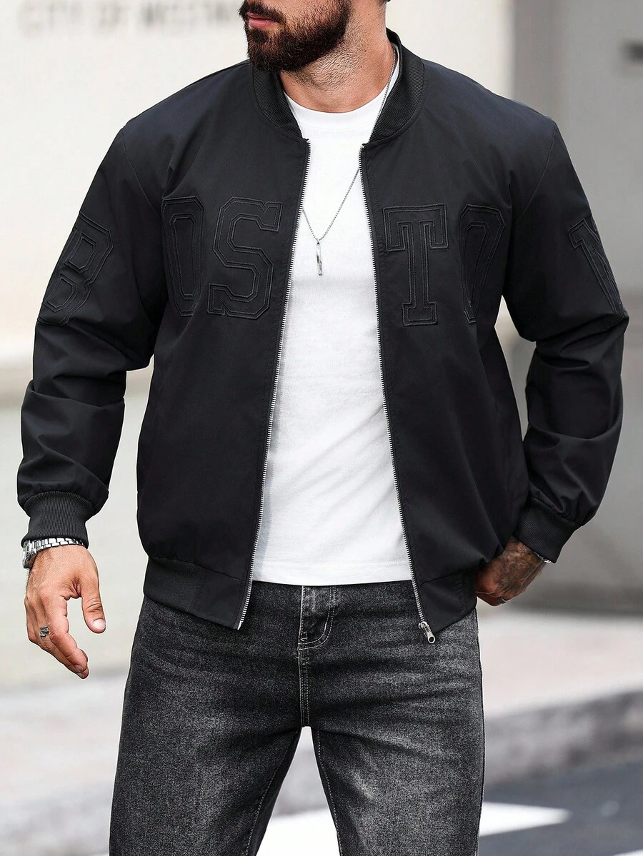 Manfinity Homme Herren BOSTON bestickte Bomberjacke, Herbst