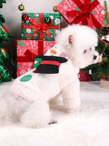 PETSIN 1件宠物雪人夹克秋冬季加厚保暖服装可爱猫狗圣诞衣服 - 白色 - 查看 5