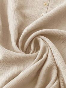 EMERY ROSE 女士纯色纽扣装饰休闲圆领吊带背心，夏季 - 杏色 - 查看 3