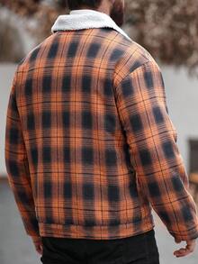 Manfinity CasualCool New Men's Autumn Jacket, Autumn And Winter Jacket, Men's Autumn And Winter Outdoor Warm Turndown Collar Long Sleeve Plaid Loose Fashion Jacket, Hot Selling Casual Jacket For Outing, Suitable As Gift For Friends, Husband, Boyfriend Men Shacket Flannel Jacket Men Fall Jacket Men,2025Men's Autumn And Winter Outdoor Jacket, Thermal Lined Jacket