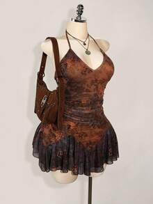 SHEIN ICON Đầm nữ mùa hè phong cách phương Tây đơn giản thời trang Y2k mùa xuân bãi biển Boho xanh lá cây thời trang kỳ nghỉ gợi cảm cho nữ kèm quần short bên trong - Nhiều màu - Xem 7