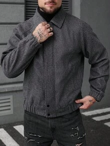 Manfinity Homme 男士休闲百搭通勤夹克，秋冬 - 灰色 - 查看 4