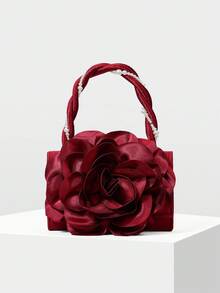 MOTF PREMIUM 立体花卉仿珍珠细节晚装包 - 酒紅色 - 查看 2