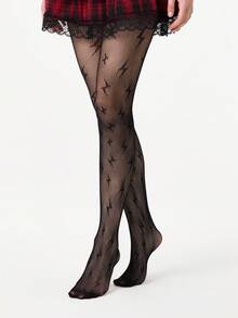 ROMWE Goth Medias de red para mujer - Negro - Ver 4