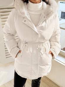 SHEIN Casual Outdoor Warm Zip-Up Hooded Maternity Winter Coats  Women's Winter Jacket