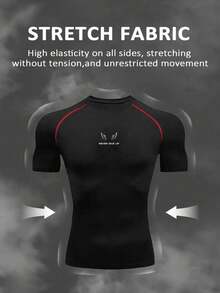 Gym Rark 2 piezas Camiseta deportiva de compresión para hombres con mangas raglán, estampado de alas y eslogan, y ribete de contraste - Negro - Ver 3