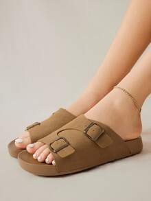 Solecia 2025 Summer New Vintage Round Toe Hollow Breathable Flat Comfortable Sandals For Women - Brown - View 10