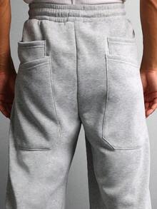 SUMWON Ultra Wide Leg Baggy Sweatpants Fall Winter Cozy Fleece Loungewear Pants Relaxed Fit Elastic Waist Drawstring Streetwear Bottom Plain - Grey - View 8