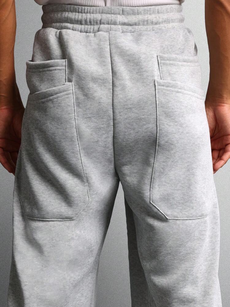 Wide Leg Fleece Sweatpants With Elastic Waistband