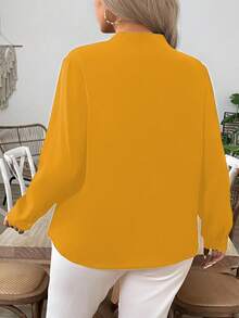 EMERY ROSE Plus Size Black Embroidered 3D Floral Rhinestone Decor Elegant Blouse For Women - Yellow - View 2